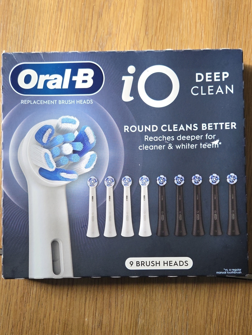 Oral‑B iO Deep Clean Replacement Brush Heads — Blue & White (9 Pack)